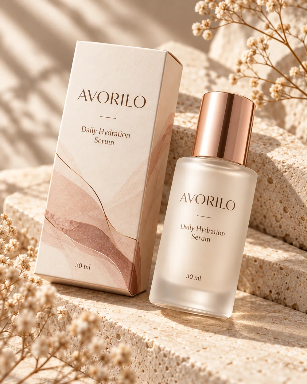 AVORILO Produktvisualisierung auf Travertinstein